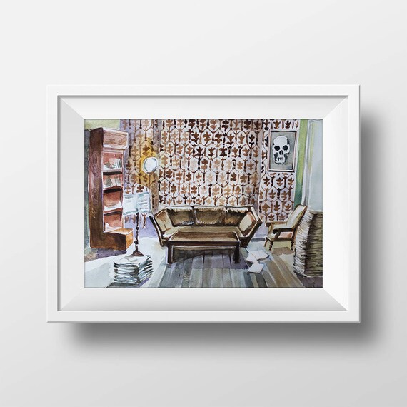 Wall Art Sherlock Living Room Watercolor Printsherlock Tv Etsy