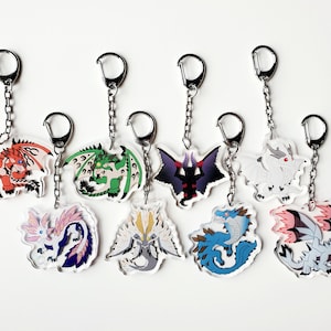 Monster Hunter Charm - Rathalos - Rathian - Gore Magala - Fatalis - Mizutsune - Lagiacrus - Valstrax - Teostra - Lunastra - Monster Keychain