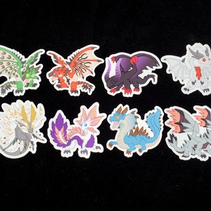Monster Hunter Stickers - Rathalos - Rathian - Gore Magala - Fatalis - Mizutsune - Lagiacrus - Valstrax - Elder Dragon