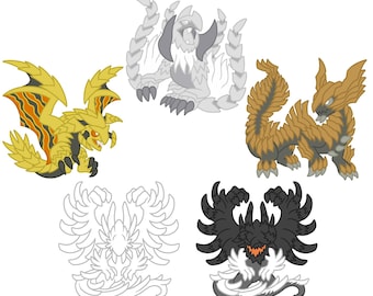 Adesivos de Monster Hunter Wilds - Arkveld - Rey Dau - Jin Dahaad - Zoh Shia - Adesivo de Vinil Resistente às Intempéries - Adesivos de Vinil de Monstros