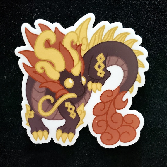 瑠璃龍　泉　Lapis DragonSpring of Source原画　F3号 Rex Lapis Sticker - Genshin Impact Dragon Stickers - Weatherproof