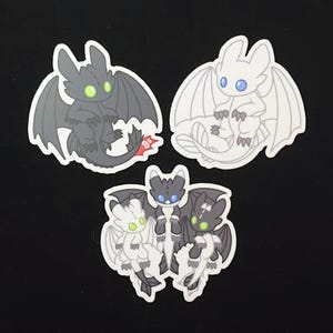 Toothless Sticker - How To Train Your Dragon Sticker - Light Fury - Night Lights - Toothless Babies - Dragon Stickers - Weatherproof