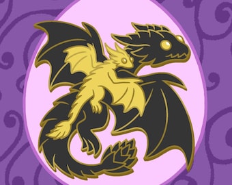 Vierte Flügel Anstecknadel - Tairn und Andarna Anstecknadel - Empyrean Serie - Drachen Pins - Emaille Pins - Erwachsener Fantasy Romance Novel