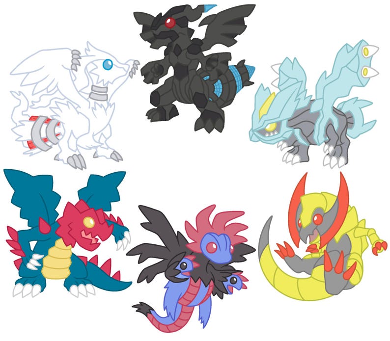Pokemon Black and White Dragon Stickers - Generation V - Reshiram - Zekrom - Kyurem - Druddigon - Hydreigon - Haxorus - Unova Region - Vinyl All 6 Dragons
