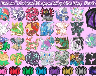 PREORDER Dwagon Enamel Pins Part 6 Deal - Pokemon - Monster Hunter - Digimon - Original Cute Dragons