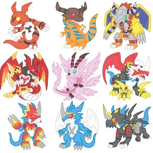 Digimon Charms - Greymon - Guilmon - Wargreymon - Megidramon - Magnadramon - Imperialdramon - Exveemon - Flamedramon - Raidramon - Adventure