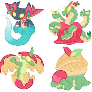 Charms de dragón de Pokémon Espada y Escudo - Generación VIII - Hydrapple - Flapple - Appletun - Applin - Llavero acrílico de manzana - Región de Galar
