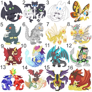 Dragon Charms Deal 3 for 28 Dollars - Discount - HTTYD - Pokemon - Monster Hunter - Godzilla - Digimon - World of Warcraft - Original Dwagon
