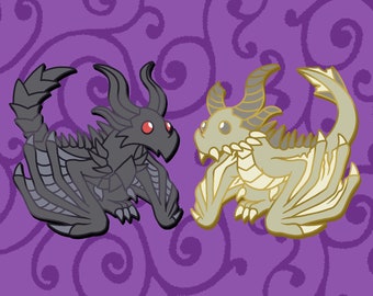 Skyrim Pins - Alduin Pin - Paarthurnax Pin - World Eater Dragon - Cute Dragon - Enamel Pins - Dragon Pins