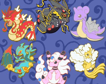 PREORDER Pokemon Glitter Pins - Dialga - Palkia - Shadow Lugia - Goodra - Salamence - Haxorus - Shiny Pokemon- Dragon Type Enamel Pins