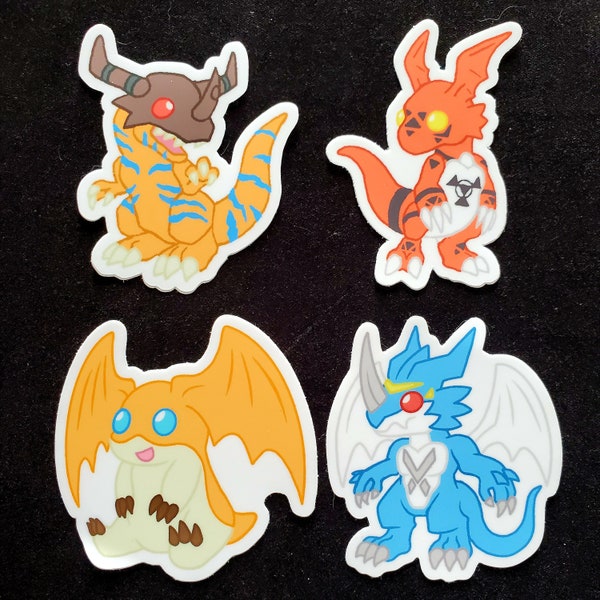 Digimon Stickers - Greymon - Guilmon - Patamon - Exveemon - Flamedramon - Raidramon - Wargreymon - Dragon Stickers - Weatherproof Stickers