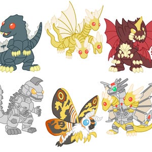 Godzilla Sticker - King Ghidorah Sticker - Mothra Sticker - Mechagodzilla - Mecha King Ghidorah - Rodan - Destroyah - Kaiju - Monster