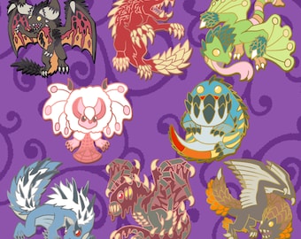 Monster Hunter World Pin - Nergigante - Odogaron - Legiana - Pukei-Pukei - Paolumu - Dodogama - Tobi-Kadachi - Vaal Hazak - Bazelgeuse
