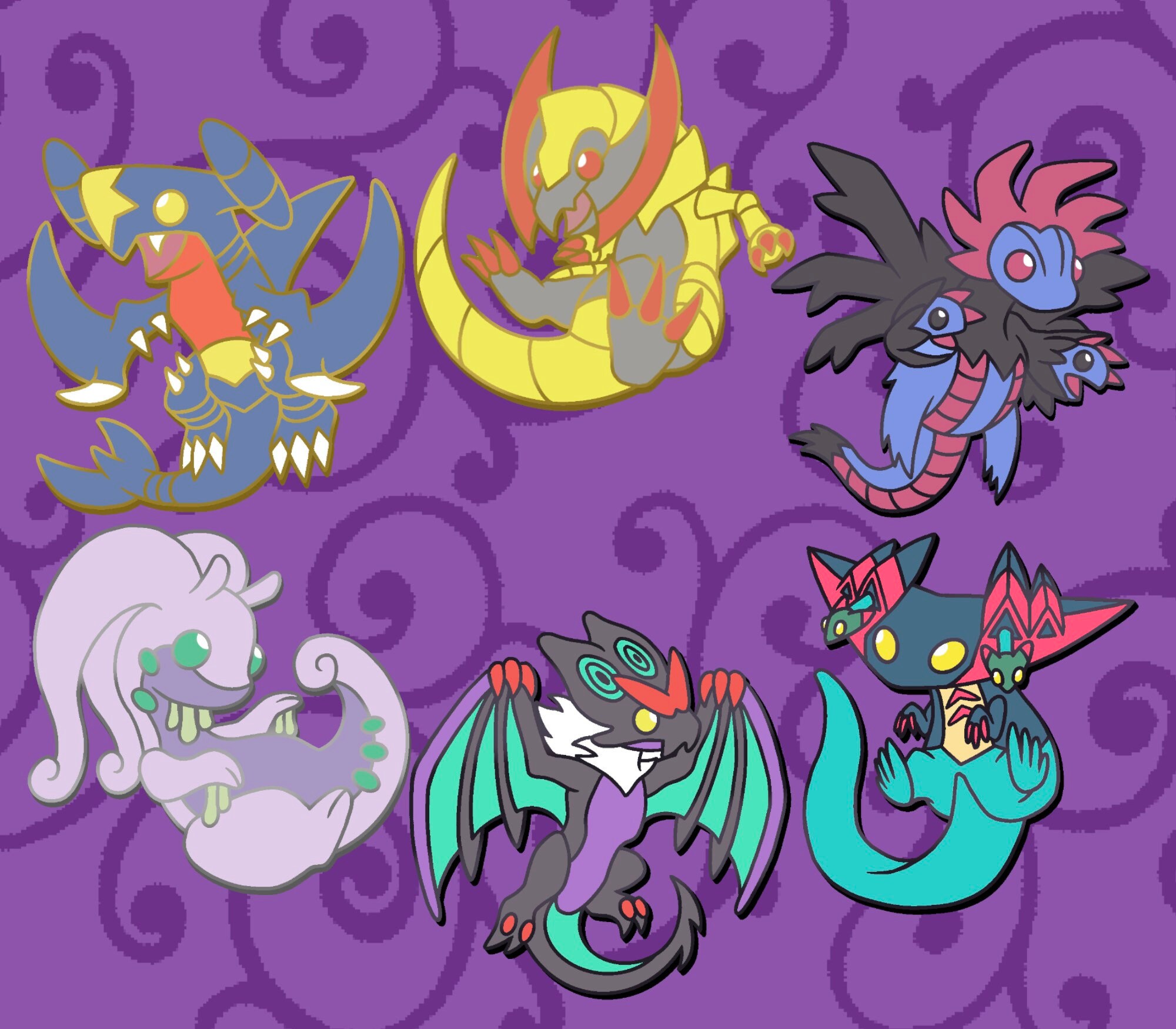 Pokemon Generations 4-8 Pins - Garchomp - Haxorus - Hydreigon- Goodra…