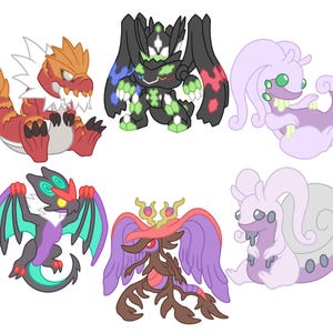 Llaveros de Pokémon X e Y Dragon Charms - Sexta Generación - Noivern - Goodra - Tyrantrum - Zygarde Forma Completa - Llavero acrílico - Región de Kalos