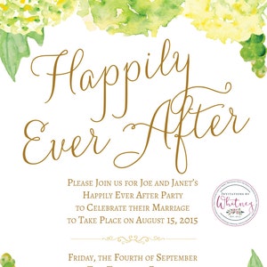 Hydrangea Invitation, Floral Wedding Invitation, Happily Ever After Invitation, Wedding Invitation, Hydrangea Wedding Invitation