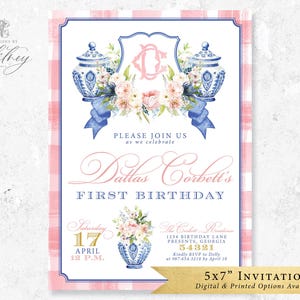 Chinoiserie Birthday Invitation, Chinoiserie-Inspired Invitation, Grandmillennial Invitation, Ginger Jar Birthday Invitation, Grandmillenial