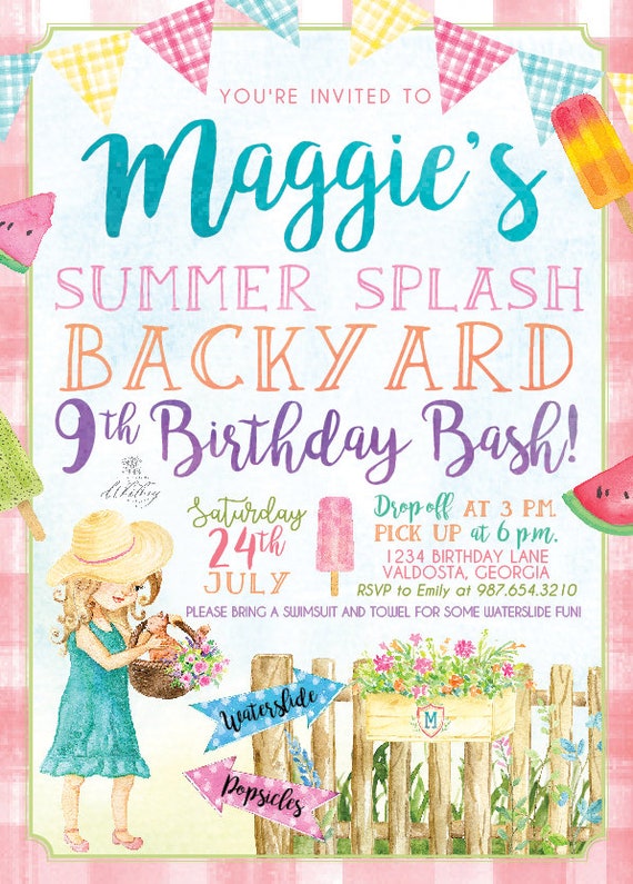 Back Yard Birthday Party Invitations Outdoor Camping Campout Birthday