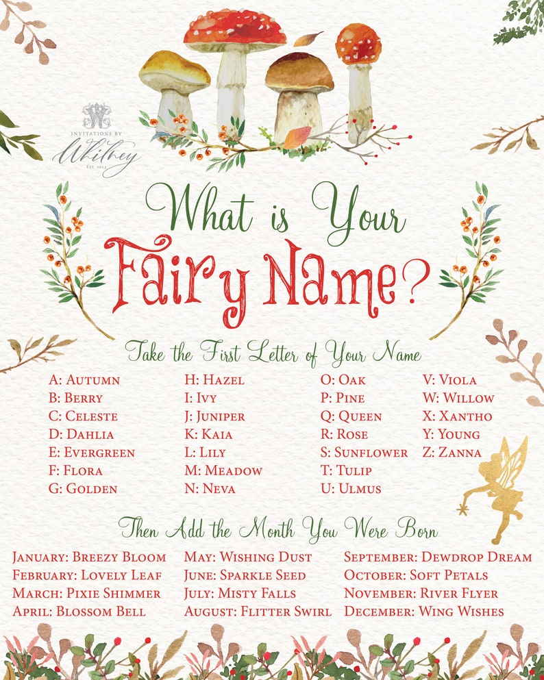 What is Your Fairy Name Fairy Activity Sheet Fairy Name - Etsy