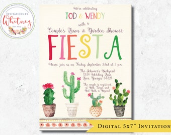 Fiesta Shower Invitation, Couples Wedding Shower Fiesta Invitation, Couples Wedding Shower Invitation, Lawn and Garden Shower Invitation