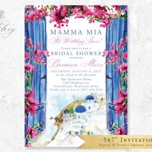 Mamma Mia Wedding Shower Invitation, Mamma Mia Invitation, Greece Invitation, Mamma Mia Bridal Shower Invitation, Amalfi Coast, Santorini
