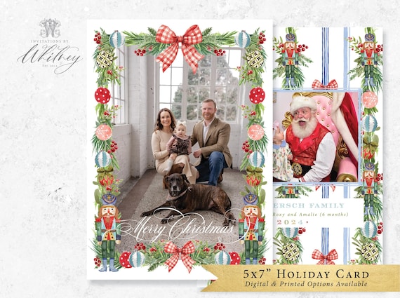 Nutcracker Christmas Card, Grandmillennial Christmas Card, Chinoiserie Holiday Card, Nutcracker Holiday Card, Grandmillennial Holiday Card