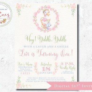 Nursery Rhyme Birthday Invitation, Nursery Rhyme Invitation, Storybook Invitation, Mother Goose Birthday Invitation, Hey Diddle Diddle