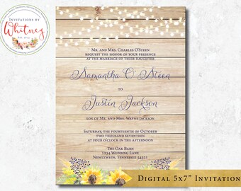 Sunflower Wedding Invitation, Rustic Wedding Invitation, Country Wedding Invitation, Rustic Country Wedding Invitation, Barn Wedding Invite