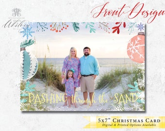 Beach Christmas Card, Family Photo Holiday Card (Digital or Printed)