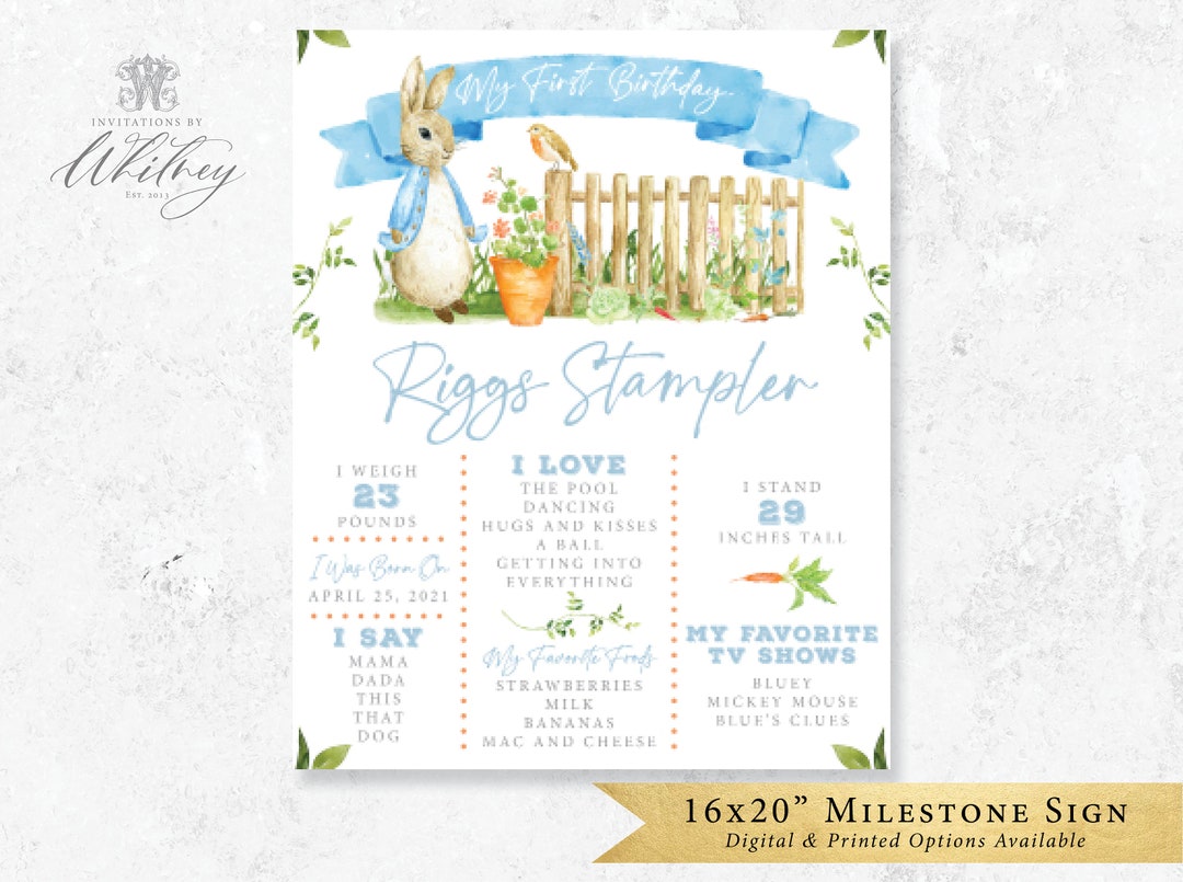 Peter Rabbit Birthday, Milestone Sign, Peter Rabbit Milestone Sign ...