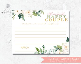 Advice for the Couple Card, Advice Card, Wedding Shower Advice Card, Bridal Shower Advice Card, Advice for the Happy Couple Shower Card