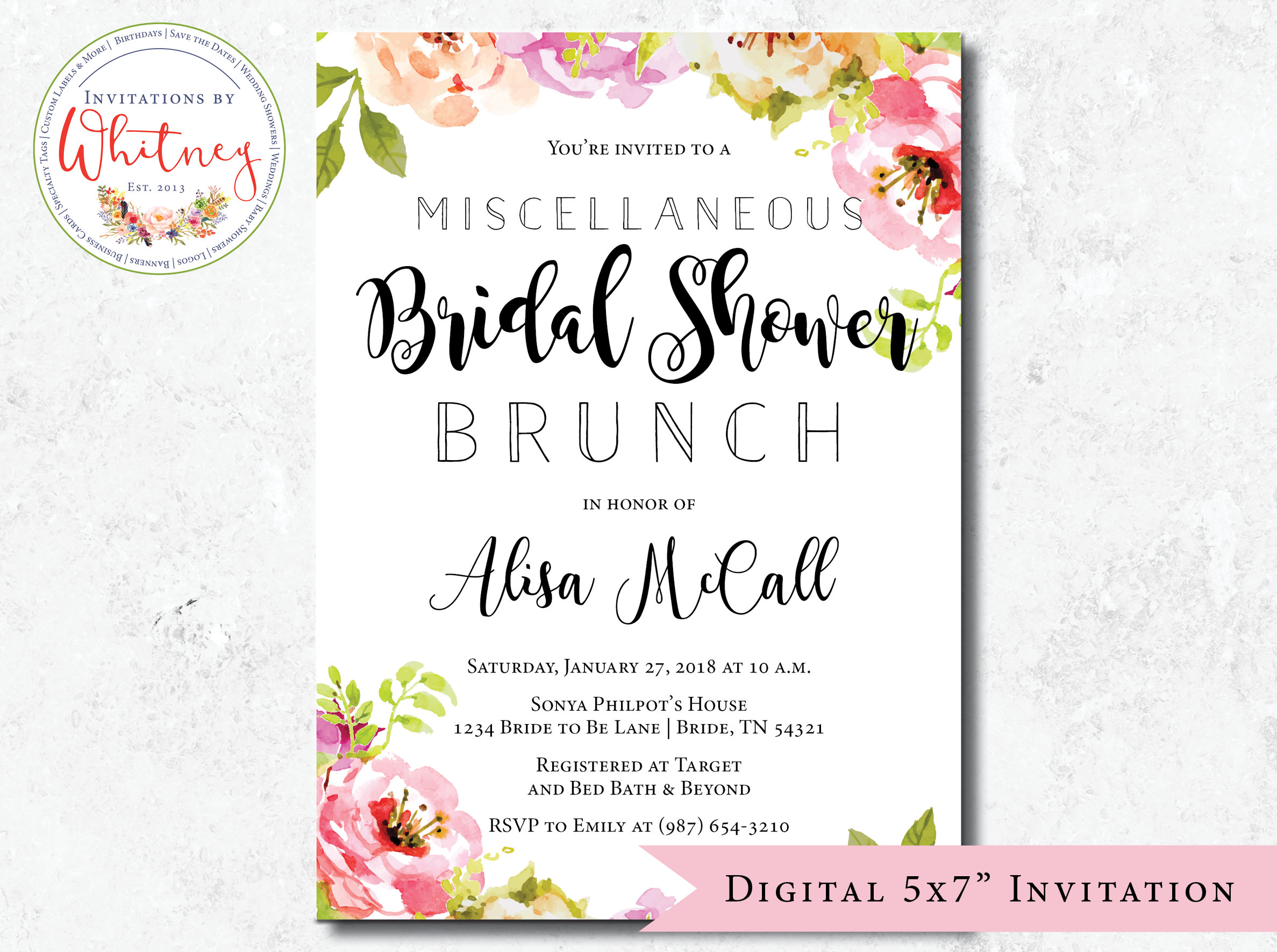 Miscellaneous Shower Invitation Bridal Shower Brunch Etsy