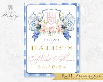 Chinoiserie Bridal Shower Welcome Sign, Ginger Jars (Digital Files Only)