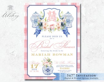 Chinoiserie Bridal Shower Invitation, Chinoiserie-Inspired Invitation, Grandmillennial Invitation, Ginger Jar Wedding Shower, Grandmillenial