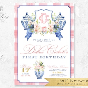 Chinoiserie Birthday Invitation, Chinoiserie-Inspired Invitation, Grandmillennial Invitation, Ginger Jar Birthday Invitation, Grandmillenial