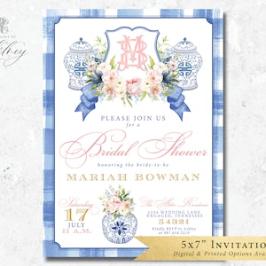 Chinoiserie Bridal Shower Invitation, Chinoiserie-Inspired Invitation, Grandmillennial Invitation, Ginger Jar Wedding Shower Invite