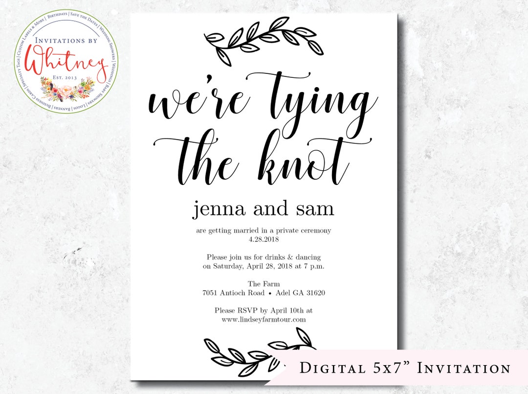 We're Tying the Knot Wedding Invitation Simple Wedding Etsy