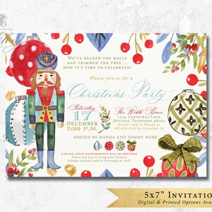 Nutcracker Christmas Party Invitation, Christmas Party Invitation, Holiday Party Invitation, Christmas Ornament Party Invitation, Christmas