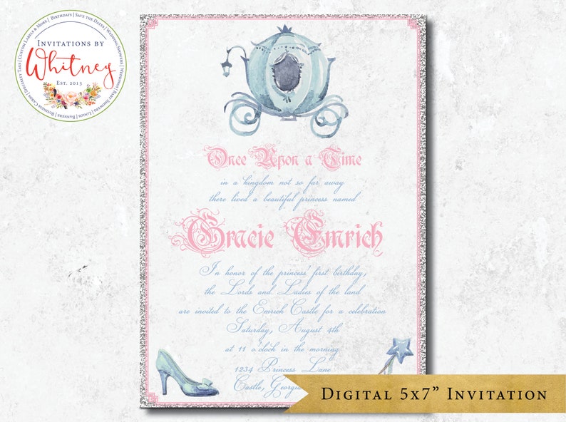 Cinderella Birthday Invitation Fairytale Birthday Invitation Storybook Invitation Princess Birthday Invitation Bippity