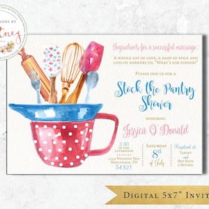 Stock the Pantry Shower Invitation, Stock the Kitchen Invitation, Kitchen Shower Invitation, Couple&#39;s Wedding Shower Invitation, Recipe Card