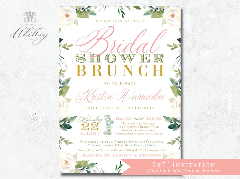 Bridal Shower Brunch Invitation Brunch Shower Invitation Etsy