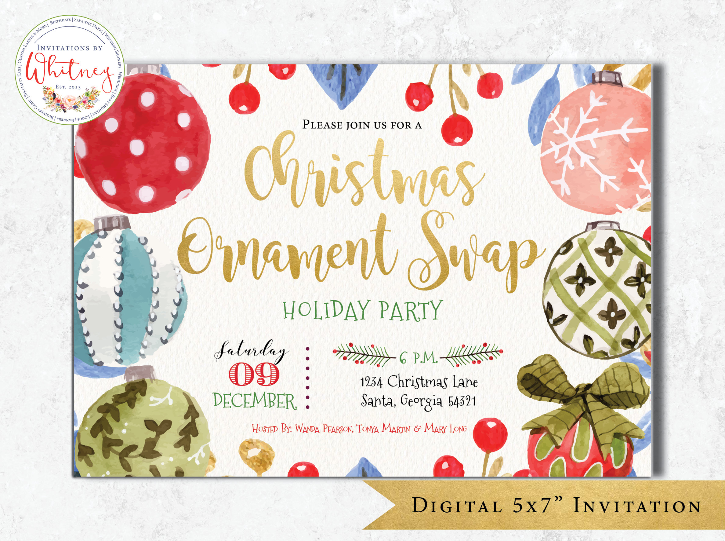 Christmas Ornament Swap Invitation Christmas Party Etsy