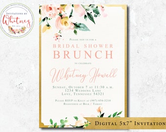 Bridal Shower Brunch Invitation, Wedding Shower Invitation, Bridal Shower Invitation, Wedding Shower Brunch Invitation, Pink and Gold Shower