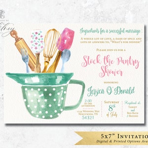 Stock the Pantry Shower Invitation, Stock the Kitchen Invitation, Kitchen Shower Invitation, Couple&#39;s Wedding Shower Invitation, Recipe Card