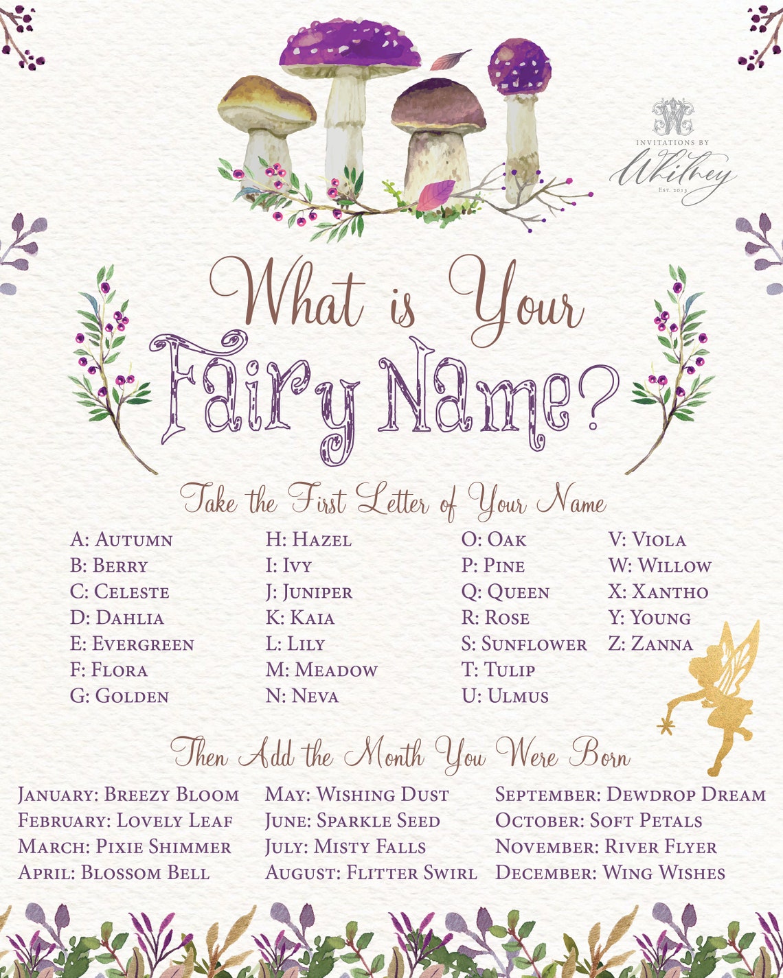 What is Your Fairy Name Fairy Activity Sheet Fairy Name | Etsy