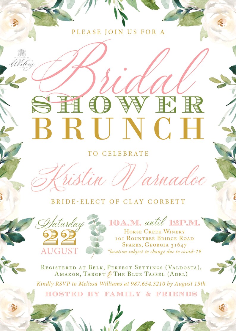 Bridal Shower Brunch Invitation Brunch Shower Invitation Etsy