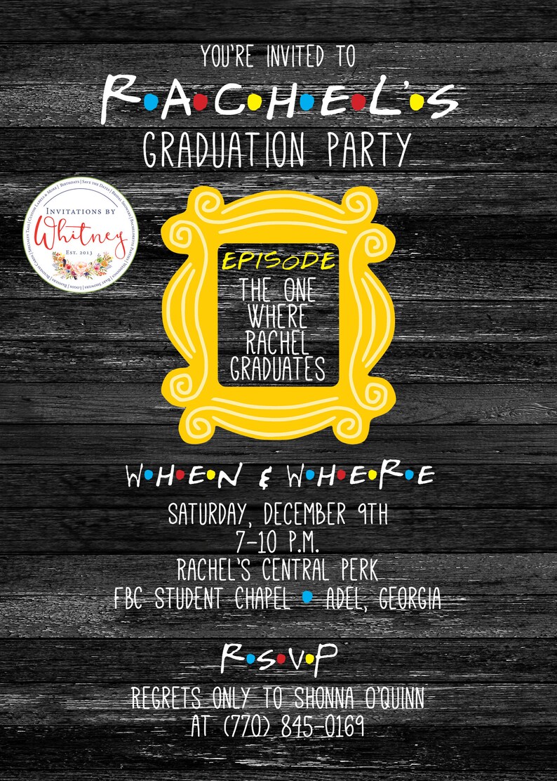 Friends Graduation Invitation Friends TV Show Graduation Etsy