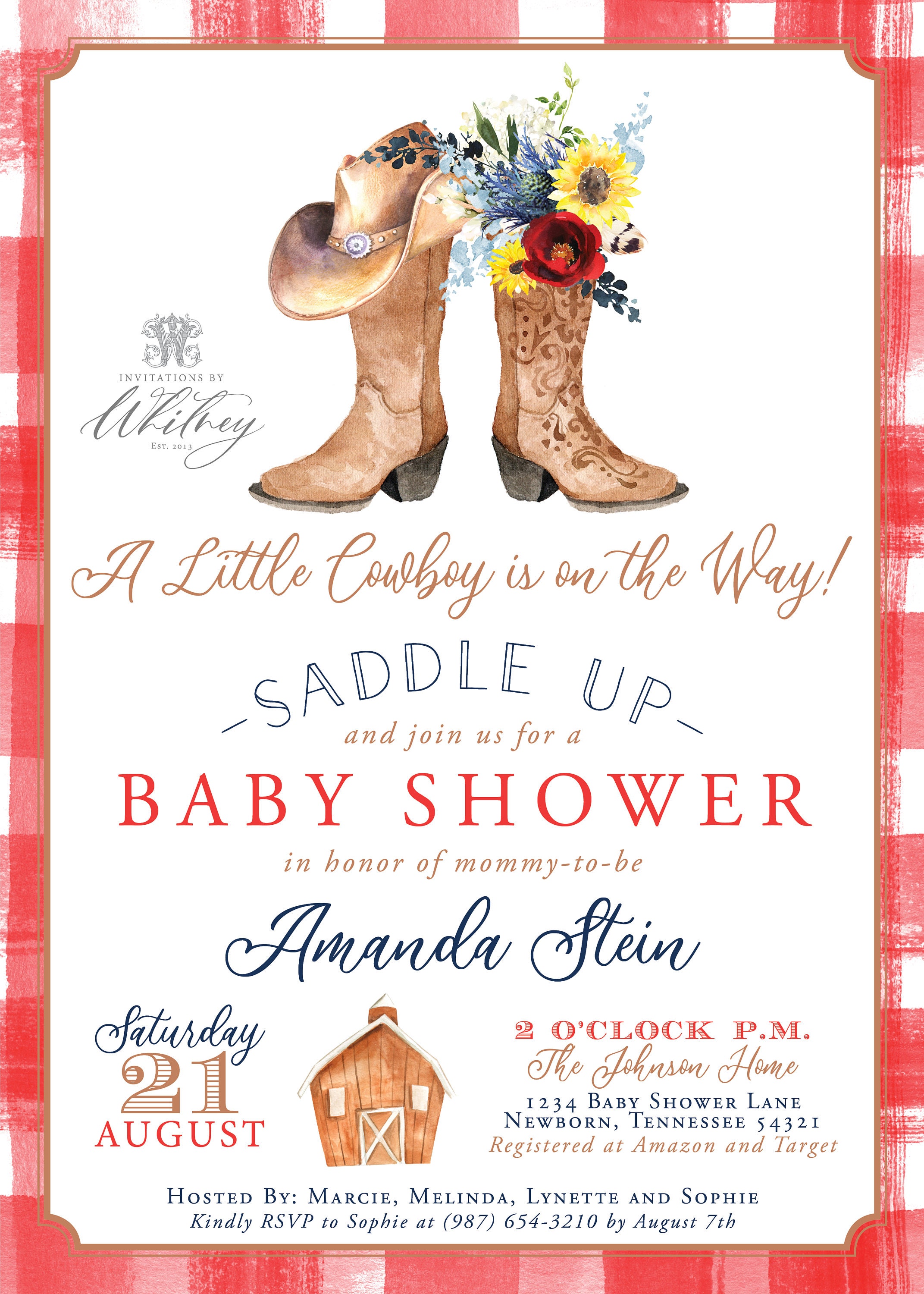 Cowboy Baby Shower Invitation Saddle Up Baby Shower | Etsy