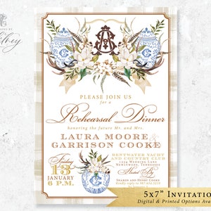 Chinoiserie Rehearsal Dinner Invitation, Chinoiserie Invitation, Grandmillennial Invitation, Grandmillennial Rehearsal Dinner, Ginger Jars