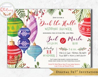 Christmas Wedding Shower Invitation, Deck the Halls (Digital 5x7" Invitation)